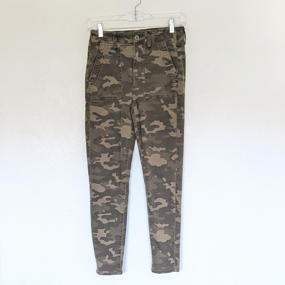 American Eagle Camouflage High Rise Jegging JeansCrop Green Pockets Size 4 - Picture 3 of 13